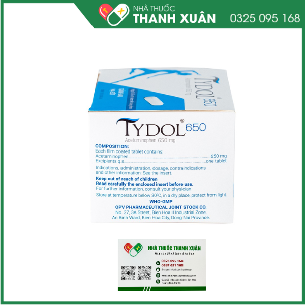 Tydol 650 hạ sốt, giảm đau từ nhẹ đến trung bình